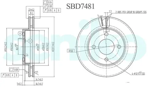 Тормозной диск SENIKO SBD7481