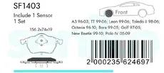 Тормозные колодки дисковые SENIKO SF1403