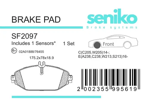 Тормозные колодки дисковые SENIKO SF2097
