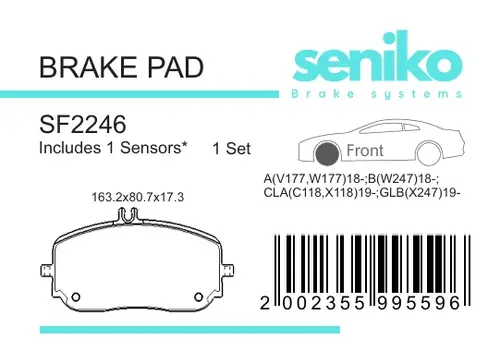 Тормозные колодки дисковые SENIKO SF2246