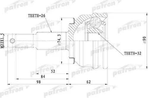 ШРУС НАРУЖНЫЙ PCV9819 PATRON