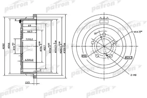 Тормозной барабан PATRON PDR1003
