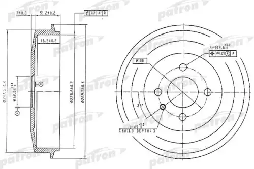 Тормозной барабан PATRON PDR1034