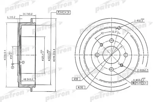 Тормозной барабан PATRON PDR1225