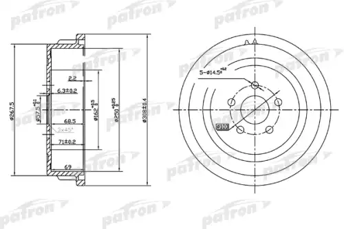Тормозной барабан PATRON PDR1479