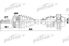 Полуось лев/прав MB: Vito 2.2CDi 99-03 +ABS PDS0185 PATRON