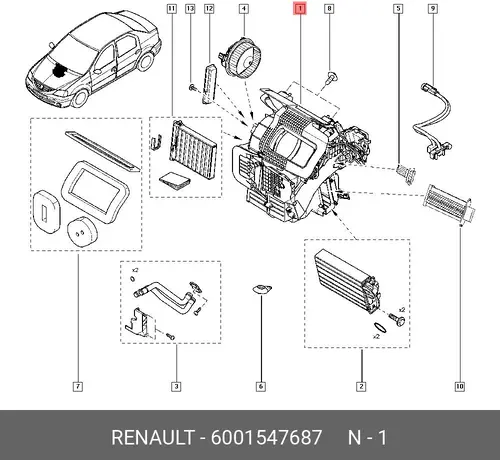 Отопитель воздушный RENAULT 6001547687