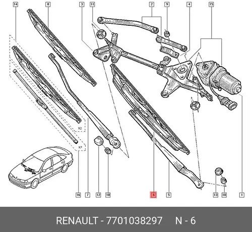 Щетка стеклоочистителя 7701038297 RENAULT