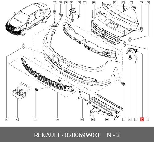 кронштейн бампера пер. лев.!\ Renault 8200699903