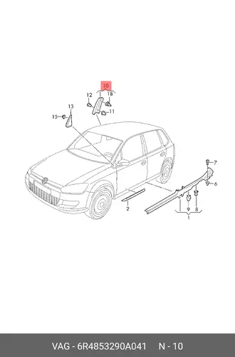 Pасширитель колесной арки 6R4853290A041 VAG