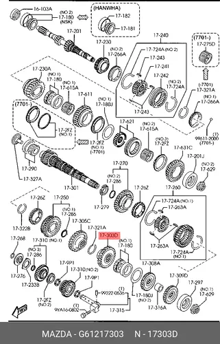 Шестерня КПП MAZDA G61217303