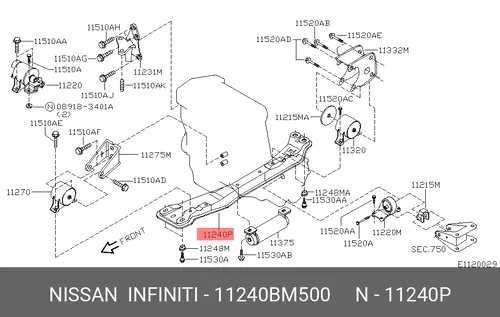 ОПОРА ДВИГАТЕЛЯ 11240BM500 NISSAN