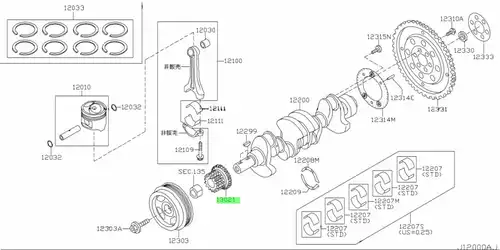 ШЕСТЯРНЯ 13021-6N200 NISSAN