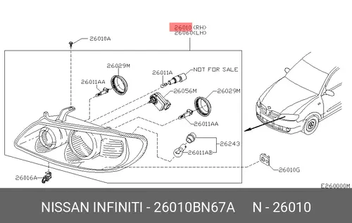Фара NISSAN 26010BN67A