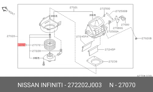 Вентилятор отопителя NISSAN 272202J003
