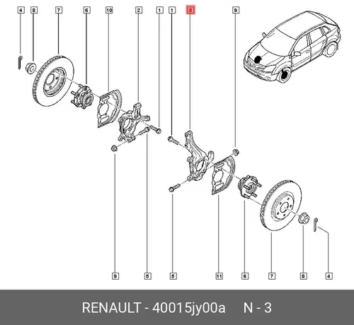 Кулак поворотный RENAULT 40015JY00A