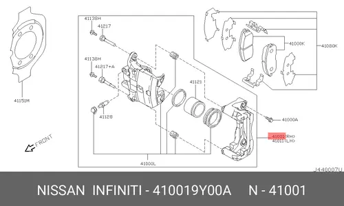 Суппорт тормозной NISSAN 410019Y00A