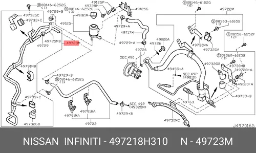 Шланг ГУР NISSAN 497218H310
