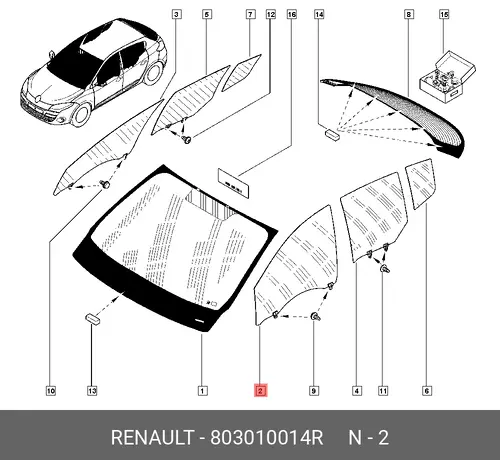 СТЕКЛО ДВЕРИ ПЕРЕДН ЛЕВ 803010014R RENAULT