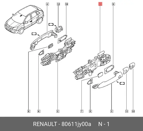 Ручка двери RENAULT 80611JY00A