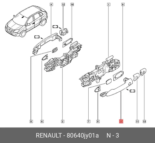 Ручка двери RENAULT 80640JY01A