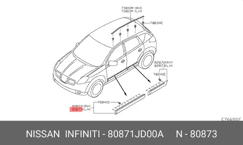  МОЛДИНГ ДВ ПЕР ЛЕВ J10E 80871JD00A NISSAN