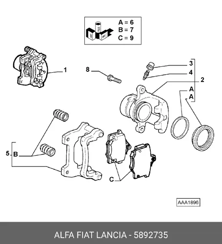 Тормозные колодки дисковые FIAT 5892735