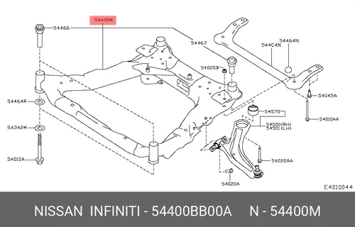 ПОДРАМНИК ПЕРЕД 54400-BB00A NISSAN