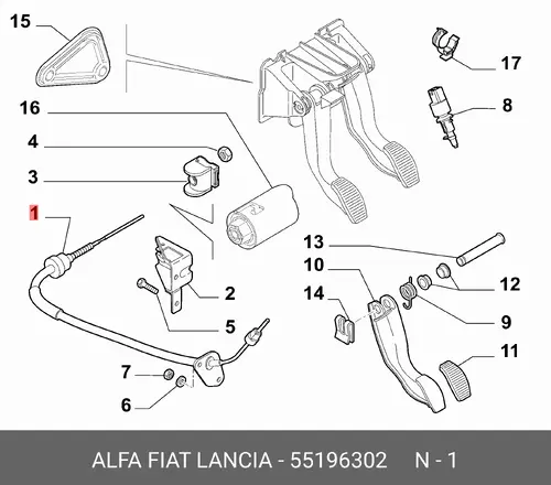 Трос сцепления FIAT 55196302