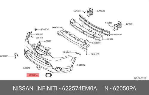 Решетка бампера NISSAN 62257-4EM0A