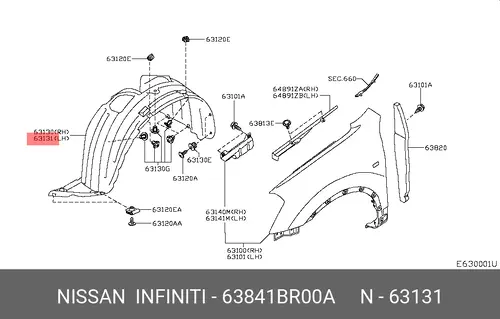 Подкрылок NISSAN 63841-BR00A