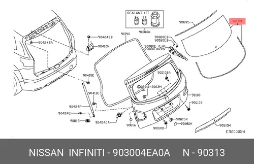 СТЕКЛО ЗАДНЕЕ 90300-4EA0A NISSAN