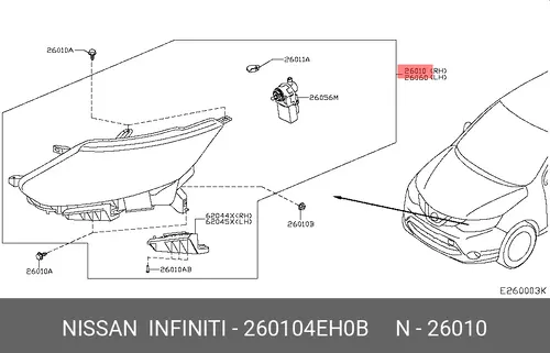 Фара NISSAN 26010-4EH0B