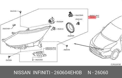 Фонарь задний NISSAN 26060-4EH0B