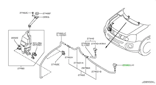 форсунка стеклоомыв.!\ Nissan 289313UY0A