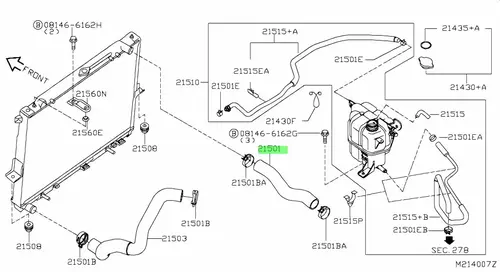 ШЛАНГ РАДИАТОРА 21501-EB300 NISSAN