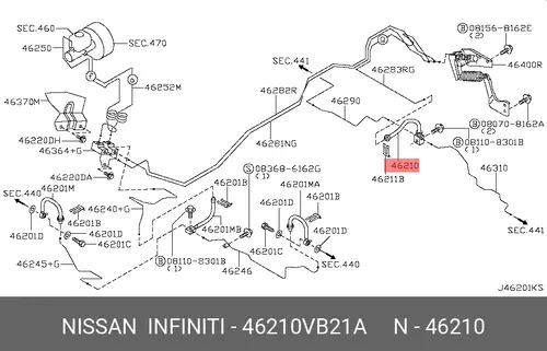 ШЛАНГ ТОРМОЗНОЙ 46210-VB21A NISSAN