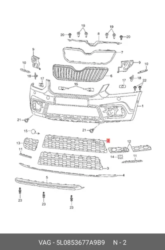 Решетка радиатора VAG 5L0853677A 9B9