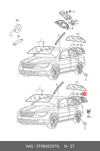 СТЕКЛО БАГАЖНИКА 3T9845297Q VAG