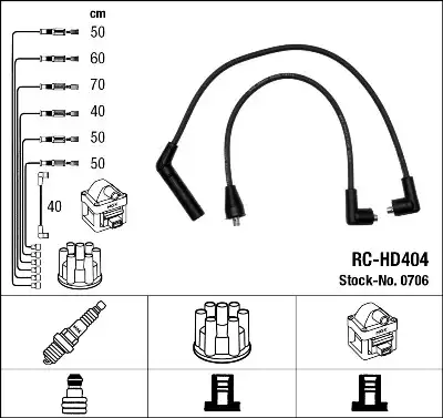 компл. высоковольт. проводов Ford RC-HD404 NGK