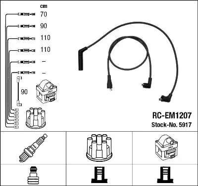 компл. высоковольт. проводов Mits RC-EM1207 NGK
