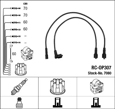 компл. высоковольт. проводов Opel RC-OP307 NGK