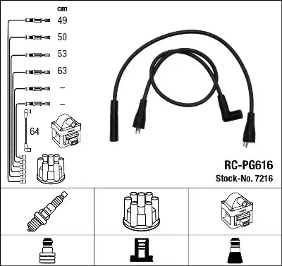 компл. высоковольт. проводов Peug RC-PG616 NGK