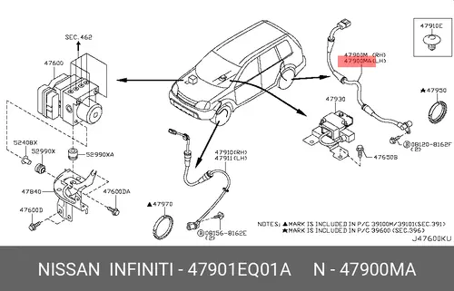 Датчик ABS NISSAN 47901EQ01A