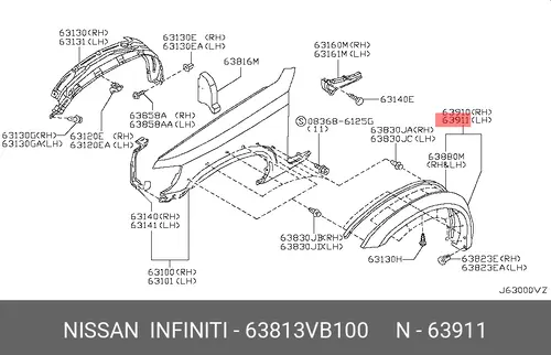 FENDER-OVER,FRO 63813VB100 NISSAN