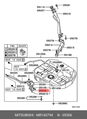 Топливный фильтр MITSUBISHI MR160794