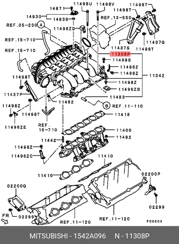 Прокладка коллектора MITSUBISHI 1542A096