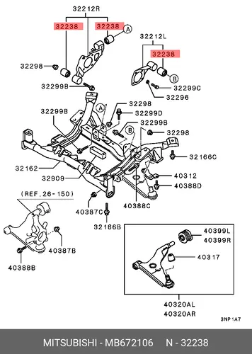 САЙЛЕНТБЛОК ПЕРЕДНЕЙ БАЛКИ MB672106 MITSUBISHI