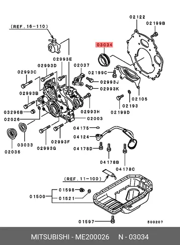 САЛЬНИК КОЛЕНВАЛА ME200026 MITSUBISHI