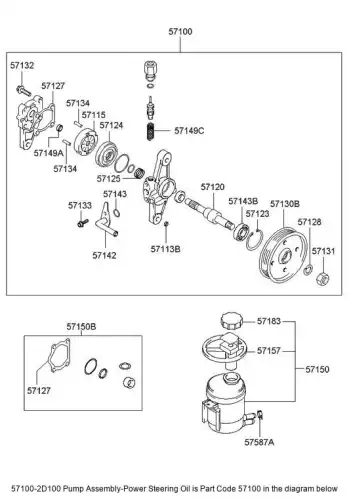 Помпа гидроусилителя 571002D100 HYUNDAI